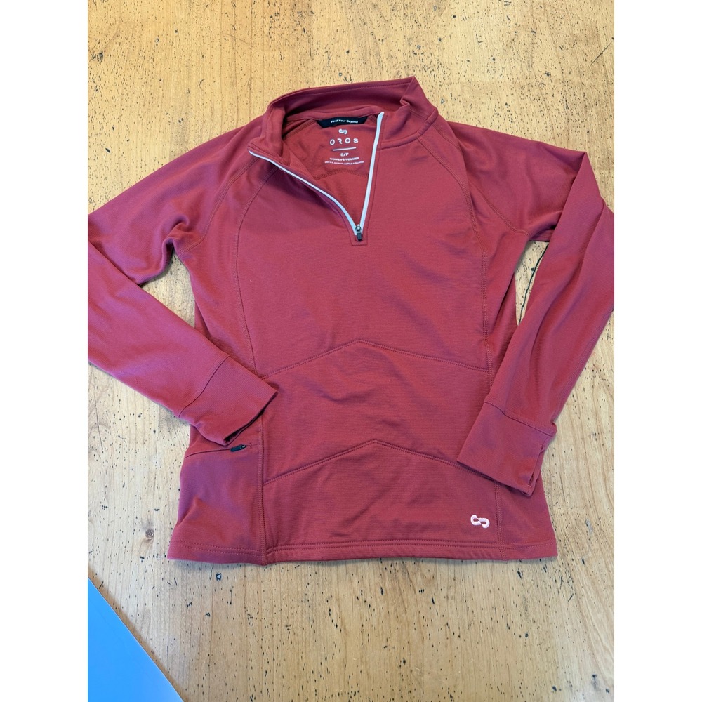 OROS Quarter Zip Pullover Size S Red Solarcore Insulated Hiking Athletic Top